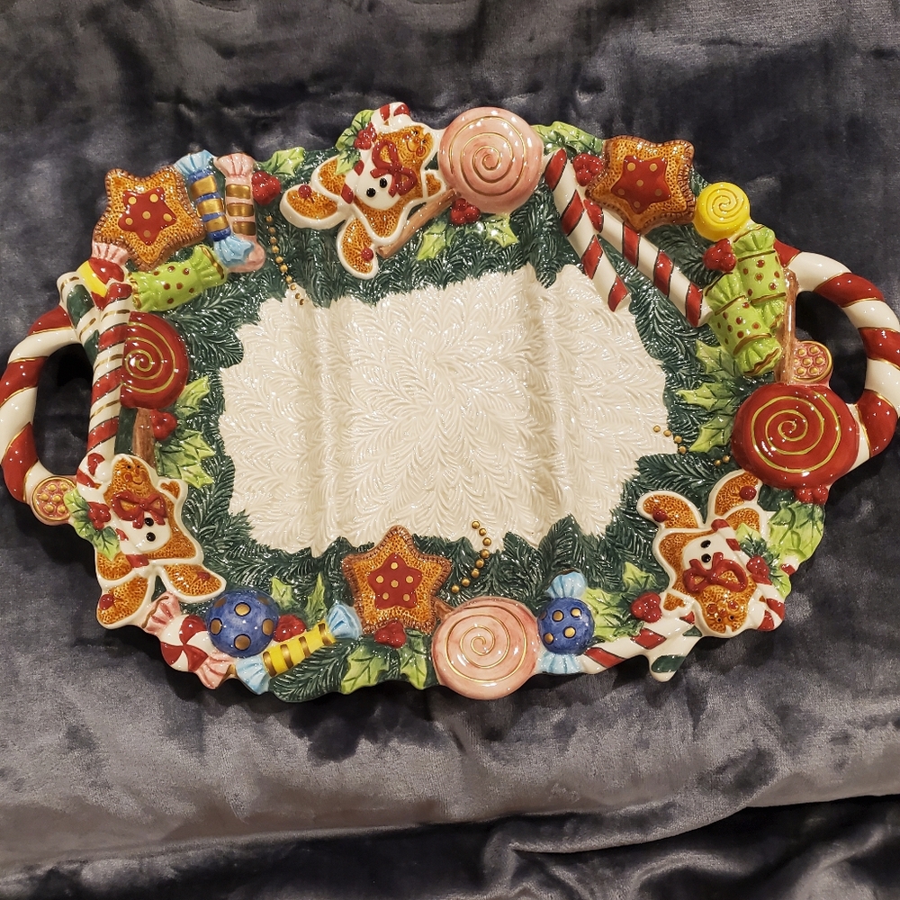 Gingerbread And Candy Cane Platter